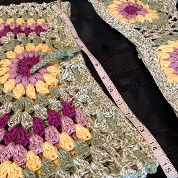 Summer Crochet Crop Tank Cheeky Shorts Set Granny Squares Sexy M High Waist - Picture 11 of 16